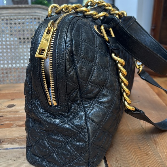 Marc Jacobs Quilted Black Shoulder Bag with Gold Accents